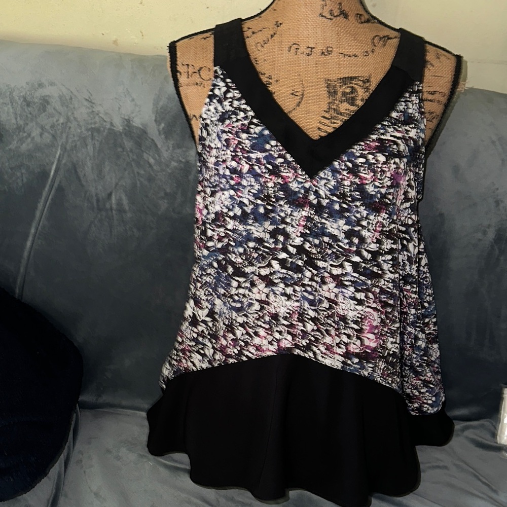 BCBGeneration Black and Multicolor Tank Top
